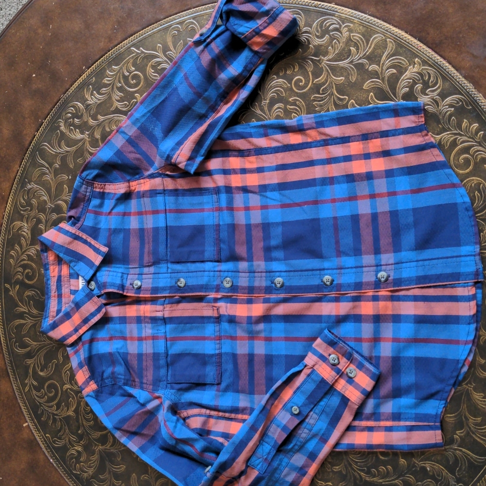 Boys Magellan Fishing Shirt Size- Small Blue & Orange